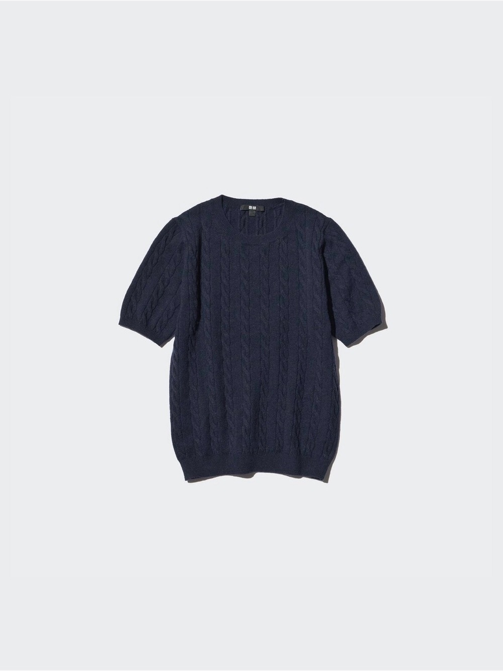 Uniqlo Women’s Cable Crew Neck Sweater Short Sleeve - Navy Size M